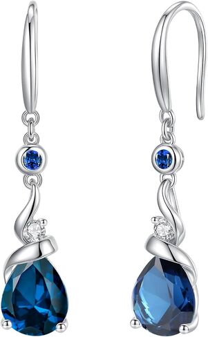 FANCIME Women Drop Earrings 925 Sterling Silver with Pear Gemstone Dangle Birthstone Earring Fine Jewelry Birthday Gifts for Women in Saudi Arabia