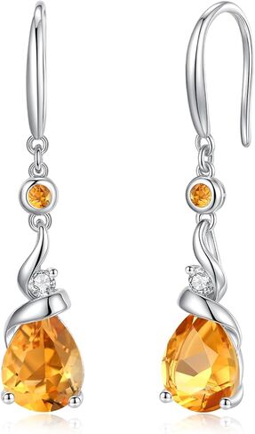 FANCIME Women Drop Earrings 925 Sterling Silver with Pear Gemstone Dangle Birthstone Earring Fine Jewelry Birthday Gifts for Women in Saudi Arabia