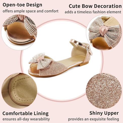 Aomigoct Girls Dress Shoes Sandals : Toddler Glitter Princess Flats for Birthday Wedding Party - Little Kid School Walking Shoe in Saudi Arabia