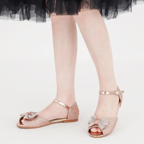 Aomigoct Girls Dress Shoes Sandals : Toddler Glitter Princess Flats for Birthday Wedding Party - Little Kid School Walking Shoe in Saudi Arabia