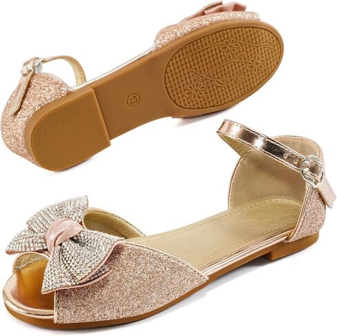 Aomigoct Girls Dress Shoes Sandals : Toddler Glitter Princess Flats for Birthday Wedding Party - Little Kid School Walking Shoe in Saudi Arabia