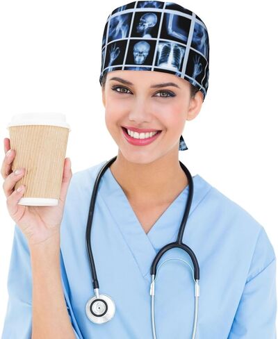 Working Cap, Scrub Cap with Sweatband, Adjustable Tie Back Hat Breathable Headgear for Women/Men in Kuwait
