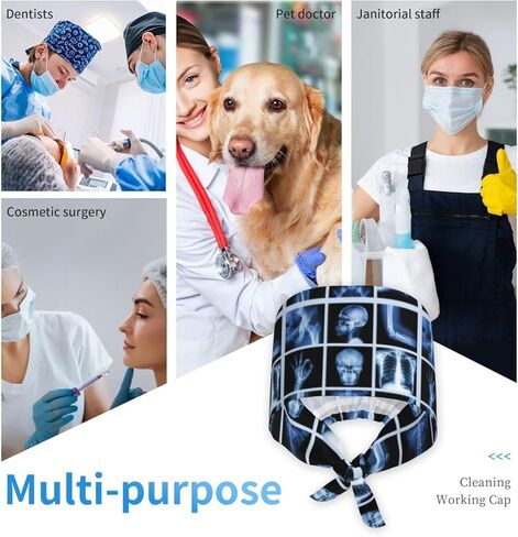 Working Cap, Scrub Cap with Sweatband, Adjustable Tie Back Hat Breathable Headgear for Women/Men in Kuwait