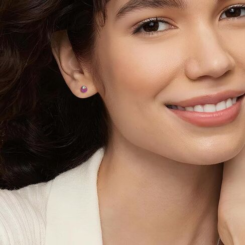 6MM Pearl Earrings for Women, Sterling Silver Freshwater Pearl Stud Earrings for Sensitive Ears, Mother's Day Gift in Saudi Arabia