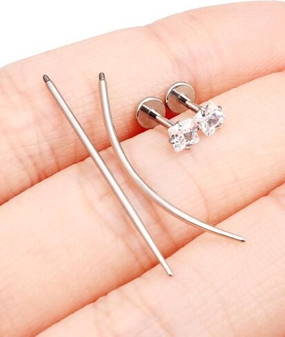 F136 Titanium 20/18/16g متورط داخليًا مسطحًا مسطحًا للأقراط خواتم الأنف الشفاه LABRET MEDUSA MONROE JOWENTING مع تفتق للنساء الرجال in Kuwait