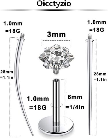 F136 Titanium 20/18/16g متورط داخليًا مسطحًا مسطحًا للأقراط خواتم الأنف الشفاه LABRET MEDUSA MONROE JOWENTING مع تفتق للنساء الرجال in Kuwait
