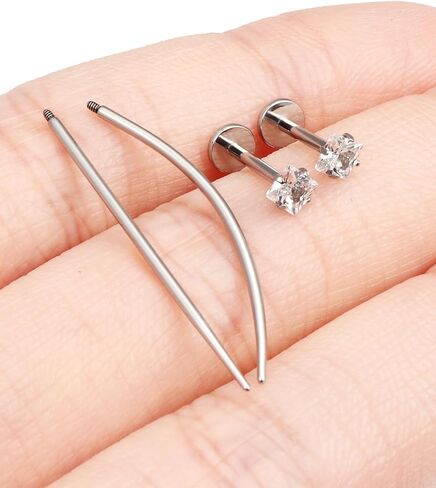 F136 Titanium 20/18/16g متورط داخليًا مسطحًا مسطحًا للأقراط خواتم الأنف الشفاه LABRET MEDUSA MONROE JOWENTING مع تفتق للنساء الرجال in Kuwait