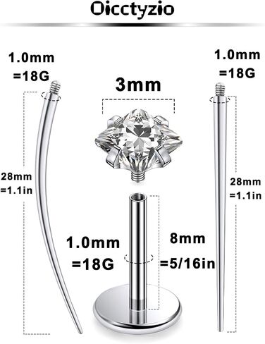 F136 Titanium 20/18/16g متورط داخليًا مسطحًا مسطحًا للأقراط خواتم الأنف الشفاه LABRET MEDUSA MONROE JOWENTING مع تفتق للنساء الرجال in Kuwait