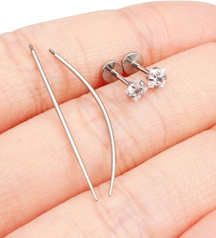 F136 Titanium 20/18/16g متورط داخليًا مسطحًا مسطحًا للأقراط خواتم الأنف الشفاه LABRET MEDUSA MONROE JOWENTING مع تفتق للنساء الرجال in Kuwait