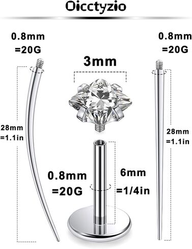 F136 Titanium 20/18/16g متورط داخليًا مسطحًا مسطحًا للأقراط خواتم الأنف الشفاه LABRET MEDUSA MONROE JOWENTING مع تفتق للنساء الرجال in Kuwait