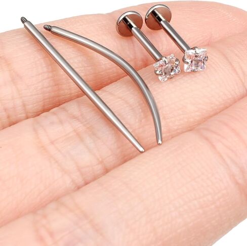 F136 Titanium 20/18/16g متورط داخليًا مسطحًا مسطحًا للأقراط خواتم الأنف الشفاه LABRET MEDUSA MONROE JOWENTING مع تفتق للنساء الرجال in Kuwait