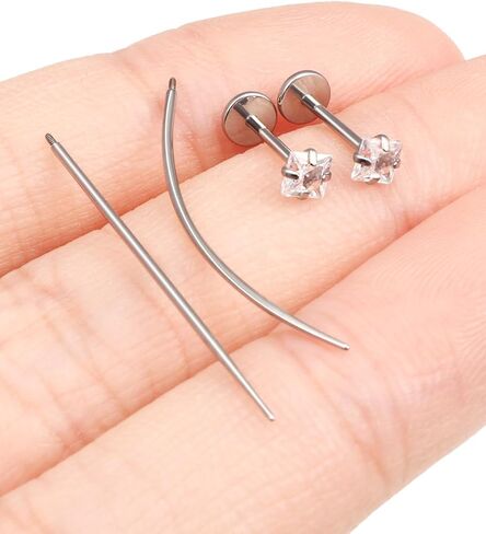 F136 Titanium 20/18/16g متورط داخليًا مسطحًا مسطحًا للأقراط خواتم الأنف الشفاه LABRET MEDUSA MONROE JOWENTING مع تفتق للنساء الرجال in Kuwait