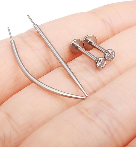 F136 Titanium 20/18/16g غير مراتية عاهرة الظهر أقراط الأقطاب أنف أنف Lip Labret Medusa Monroe Percing Jewelry مع تفتق للنساء الرجال in Kuwait