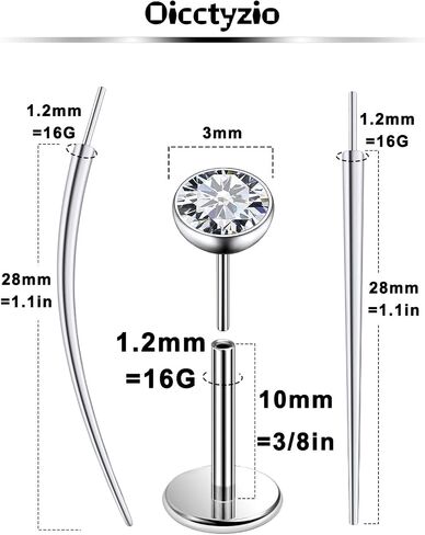 F136 Titanium 20/18/16g غير مراتية عاهرة الظهر أقراط الأقطاب أنف أنف Lip Labret Medusa Monroe Percing Jewelry مع تفتق للنساء الرجال in Kuwait
