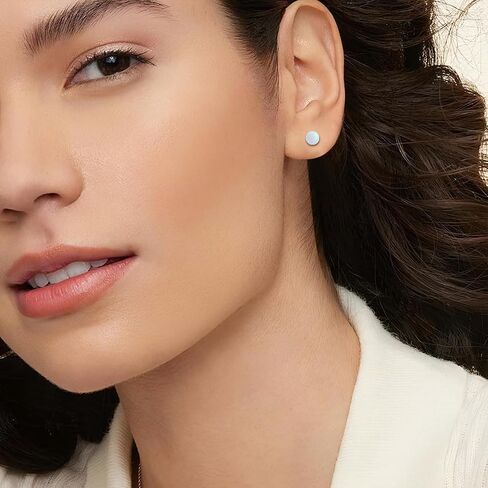 6MM Pearl Earrings for Women, Sterling Silver Freshwater Pearl Stud Earrings for Sensitive Ears, Mother's Day Gift in Saudi Arabia