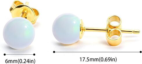 6MM Pearl Earrings for Women, Sterling Silver Freshwater Pearl Stud Earrings for Sensitive Ears, Mother's Day Gift in Saudi Arabia