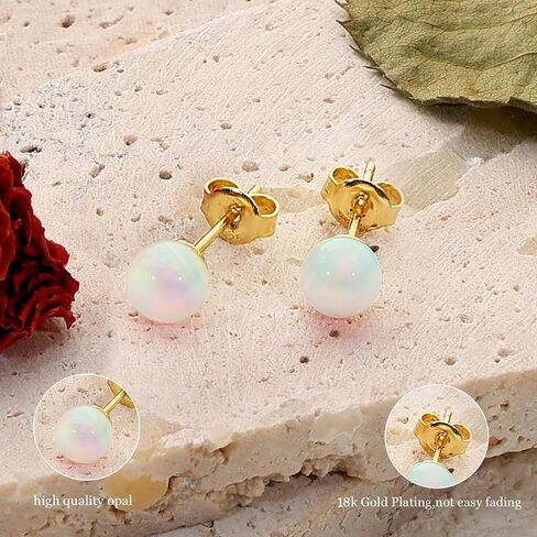 6MM Pearl Earrings for Women, Sterling Silver Freshwater Pearl Stud Earrings for Sensitive Ears, Mother's Day Gift in Saudi Arabia