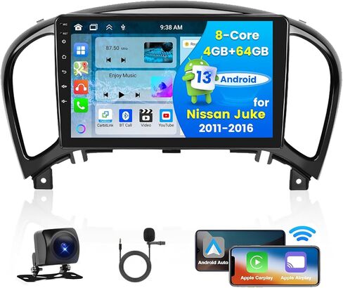 2+64G Hikity Android 13 ستيريو لنيسان جوك 2011-2016 مع Apple CarPlay Android Auto، شاشة لمس 9 بوصة نظام ملاحة Android GPS مع WiFi RDS BT in Kuwait
