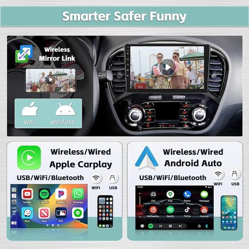 2+64G Hikity Android 13 ستيريو لنيسان جوك 2011-2016 مع Apple CarPlay Android Auto، شاشة لمس 9 بوصة نظام ملاحة Android GPS مع WiFi RDS BT in Kuwait