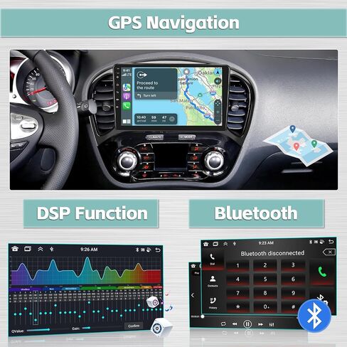 2+64G Hikity Android 13 ستيريو لنيسان جوك 2011-2016 مع Apple CarPlay Android Auto، شاشة لمس 9 بوصة نظام ملاحة Android GPS مع WiFi RDS BT in Kuwait