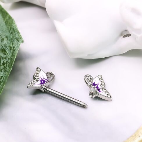 VERAMI 14G 316L Butterfly Nipple Ring and Butterfly Industrial Barbell Cartilage Earring Set Surgical Steel Butterfly Barbell Body Piercing Jewelry for Women in Saudi Arabia