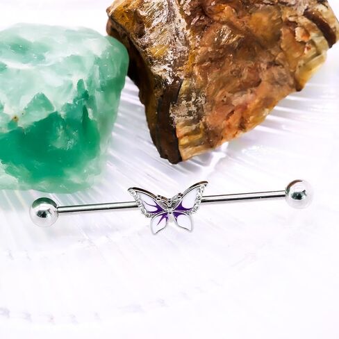 VERAMI 14G 316L Butterfly Nipple Ring and Butterfly Industrial Barbell Cartilage Earring Set Surgical Steel Butterfly Barbell Body Piercing Jewelry for Women in Saudi Arabia