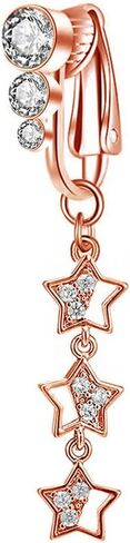 Star Dangle Fake Belly Button Ring for Women Non Piercing CZ Star Clip On Belly Navel Rings Dainty Fake Belly Piercing Jewelry in Saudi Arabia
