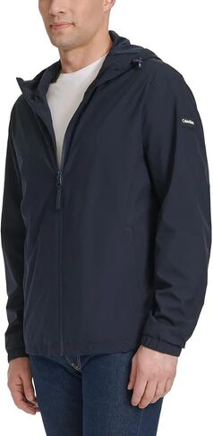 Calvin Klein Men’s Full Zip Hooded Windbreaker Jacket - Lightweight Two Front Zip Pockets in Saudi Arabia