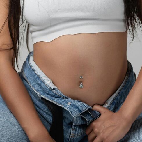 FUNLMO 14G Belly Button Ring Titanium Belly Button Piercing Floating Navel Piercing Jewelry Navel Ring Internally Threaded Belly Piercing Jewelry in Saudi Arabia