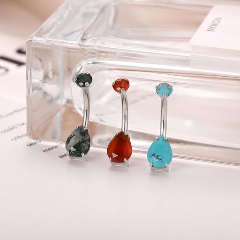 FUNLMO 14G Belly Button Ring Titanium Belly Button Piercing Floating Navel Piercing Jewelry Navel Ring Internally Threaded Belly Piercing Jewelry in Saudi Arabia
