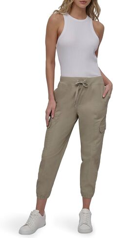 DKNY womens Twill Drawcord Rib Waistband Cargo Jogger in Saudi Arabia