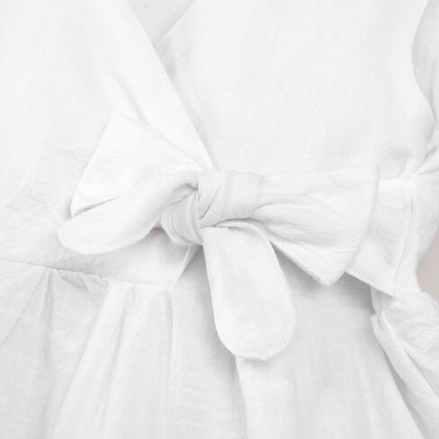 فستان بناتي صغير صيفي بدون أكمام من القطن والكتان فستان بفيونكة للأطفال ملابس غير رسمية in Kuwait