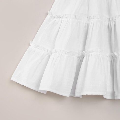 فستان بناتي صغير صيفي بدون أكمام من القطن والكتان فستان بفيونكة للأطفال ملابس غير رسمية in Kuwait