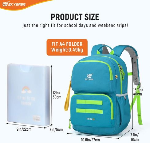 SKYSPER Kids Backpack for School 15" H Kindergarten Elementary Bookbag Children Travel Daypack for Camping in Kuwait