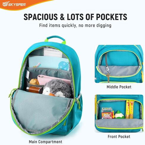 SKYSPER Kids Backpack for School 15" H Kindergarten Elementary Bookbag Children Travel Daypack for Camping in Kuwait