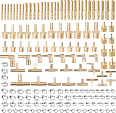 156Pcs Hose Barb Fuel Line Fittings Assortment Kit Barb Splice/Coupler/Female Adapter/Tee/Y Shaped Union/90°Male Elbow Thread 1/8" 3/16" 1/4" 5/16" 3/8" 1/2" Air Hose Fitting with Pipe Clamps for Fuel in Saudi Arabia