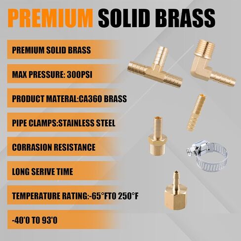 156Pcs Hose Barb Fuel Line Fittings Assortment Kit Barb Splice/Coupler/Female Adapter/Tee/Y Shaped Union/90°Male Elbow Thread 1/8" 3/16" 1/4" 5/16" 3/8" 1/2" Air Hose Fitting with Pipe Clamps for Fuel in Saudi Arabia