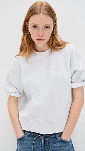 perfectwhitetee Women's Rebecca French Terry 3/4 Puff Sleeve Sweatshirt in Saudi Arabia