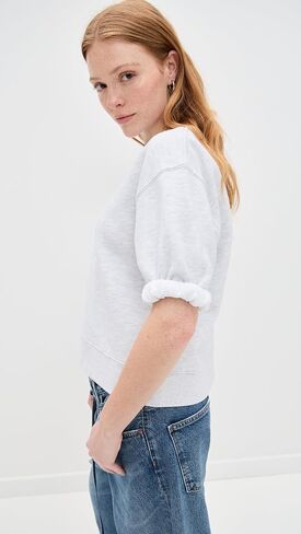perfectwhitetee Women's Rebecca French Terry 3/4 Puff Sleeve Sweatshirt in Saudi Arabia