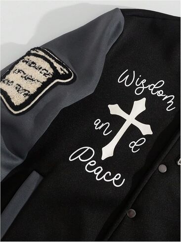 Soly Hux Men's Letter Graphic Color Block Jacket Jacket Long Long Y2K Streetwear Reepball Jacket in Kuwait