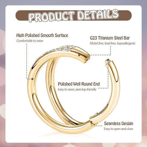 Funlmo مزدوج طوق الأنف خاتم G23 Titanium الحاجز الحلقة 20G 18G CONCH HELIX DAITH ROOK TRAGUS GRATILAGE NIP in Kuwait