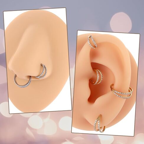 Funlmo مزدوج طوق الأنف خاتم G23 Titanium الحاجز الحلقة 20G 18G CONCH HELIX DAITH ROOK TRAGUS GRATILAGE NIP in Kuwait