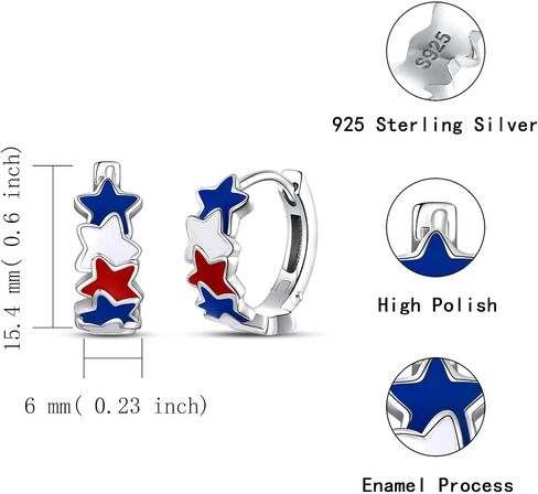 Silver USA American Flag Earrings - Patriotic Star Ears Stud Fourth of July Windmills Independence Day Hoop Jewelry Gift for Women Veterans in Saudi Arabia
