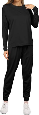 Women's Fall 2 Piece Sweatsuits Lounge Outfit Long Sleeve Crewneck Pullover Tops High Waisted Pants Set Tracksuit in Saudi Arabia