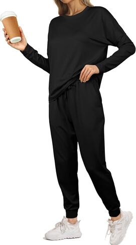 Women's Fall 2 Piece Sweatsuits Lounge Outfit Long Sleeve Crewneck Pullover Tops High Waisted Pants Set Tracksuit in Saudi Arabia