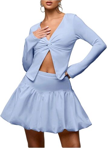 Verdusa Women's Y2k Mini Bubble Skirt Ruched Flared Short Puff Skirts in Saudi Arabia