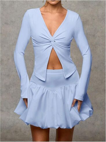 Verdusa Women's Y2k Mini Bubble Skirt Ruched Flared Short Puff Skirts in Saudi Arabia