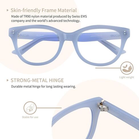Blue Light Blocking Glasses Oval Oversized Stylish Thick Frame Computer Glasses UV400 Glare Women AB2210 (Blue) in Saudi Arabia