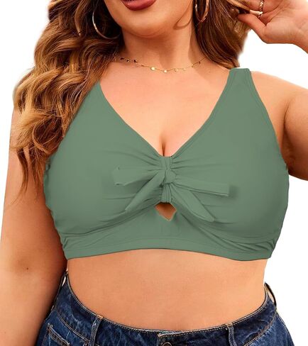 Women Plus Size Bikini Top Push Up Knot Front Bikini Top Only Bathing Suit Tops for Women Large Bust Full Coverage 2025 in Kuwait