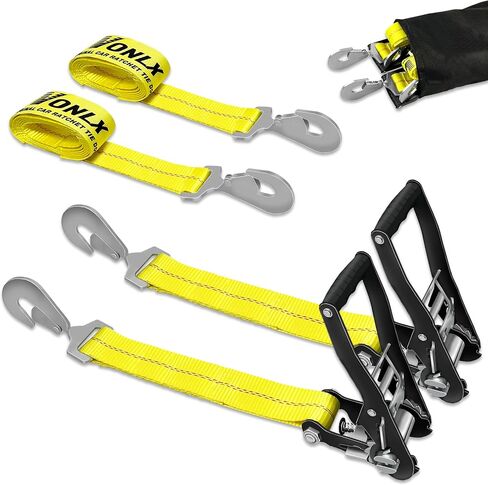 2 Pack Car Tie Down Straps with Twist Buckle Hooks, 2 inch x 96 inch Axle Mounting Combo Strap with Spring Hook Ratchet 3,300 lbs Safe Working Load, Towable Cars, Race Cars, Trucks, ATV/UTV/SUV in Saudi Arabia